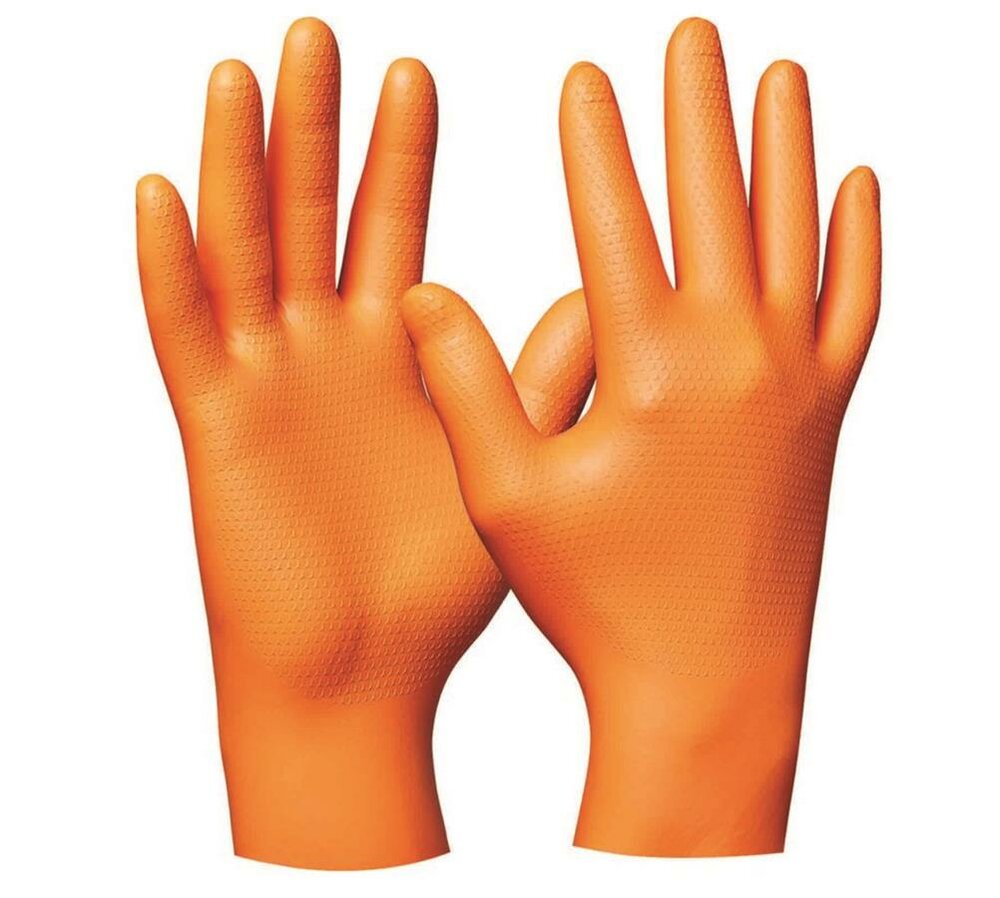 Einweghandschuh "Orange Nitril Ultra Grip" ungepudert, 50 Stück Einweghandschuh "Orange Nitril Ultra Grip" ungepudert, 50 Stück
