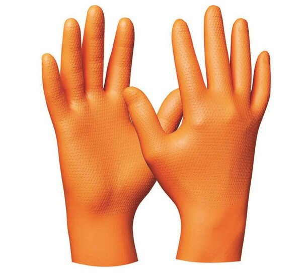 Einweghandschuh "Orange Nitril Ultra Grip" ungepudert, 50 Stück